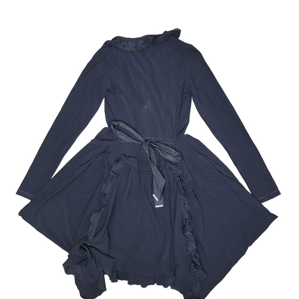 H.I.G.H Black Long Sleeve Lace Collar Dress With Bow ruffles Gothic Victorian 29